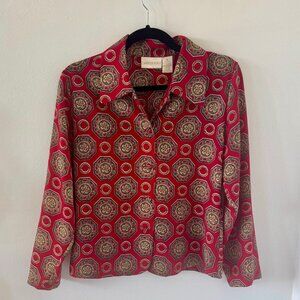 Christie & Jill Vintage Women's Patterned Red Blouse - Size 6P